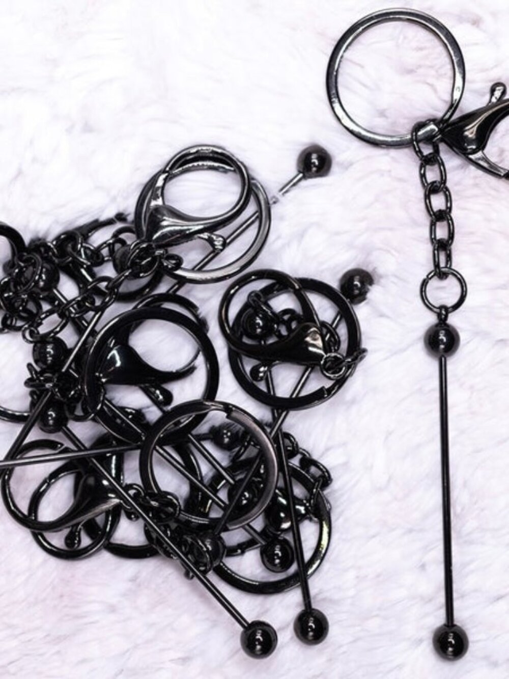 Lobster Clasp Keychain Bar Blanks Lot Black + Silver Sealed Packs